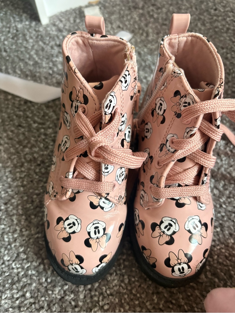 Zara Pink Minnie Mouse Lace-Up Kids Boots